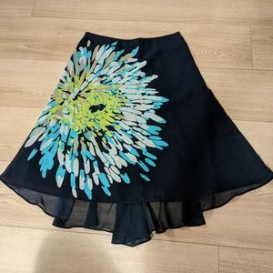 Ann Taylor Navy & Floral Midi Skirt